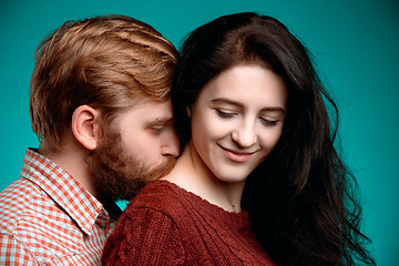 Image showing Young man and woman kissing