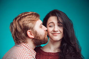 Image showing Young man and woman kissing