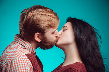 Image showing Young man and woman kissing