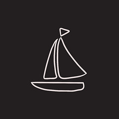Image showing Sailboat sketch icon.