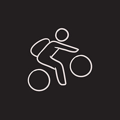 Image showing Man riding bike sketch icon.