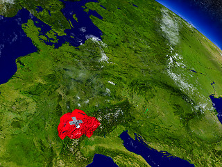 Image showing Switzerland with embedded flag on Earth