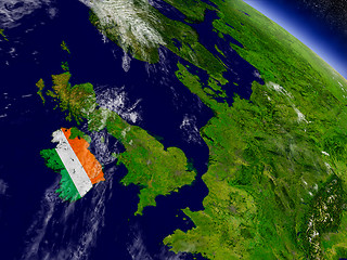 Image showing Ireland with embedded flag on Earth