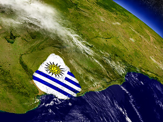 Image showing Uruguay with embedded flag on Earth