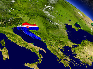 Image showing Croatia with embedded flag on Earth