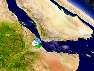 Image showing Djibouti with embedded flag on Earth