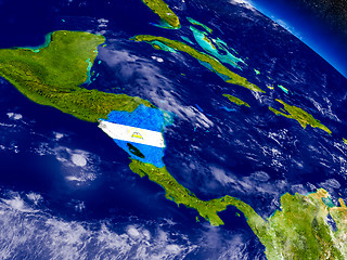 Image showing Nicaragua with embedded flag on Earth