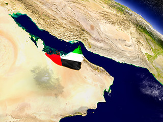 Image showing United Arab Emirates with embedded flag on Earth