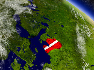 Image showing Latvia with embedded flag on Earth