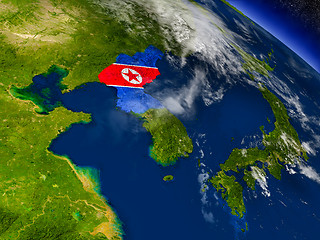 Image showing North Korea with embedded flag on Earth