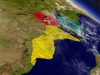 Image showing Mozambique with embedded flag on Earth