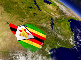 Image showing Zimbabwe with embedded flag on Earth