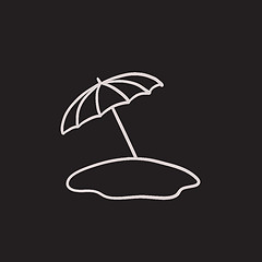 Image showing Beach umbrella sketch icon.