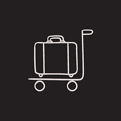 Image showing Luggage on trolley sketch icon.