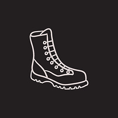 Image showing Boot with laces sketch icon.