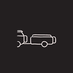 Image showing Car with trailer sketch icon.