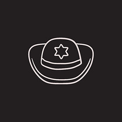 Image showing Sheriff hat sketch icon.