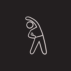 Image showing Man making exercises sketch icon.
