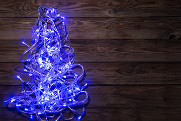 Image showing Christmas festoon shining blue color