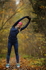 Image showing Woman at gym in forest