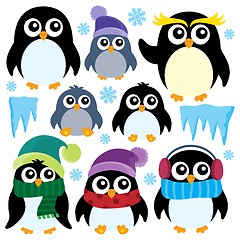 Image showing Stylized winter penguins set 1