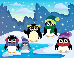 Image showing Stylized winter penguins theme 1