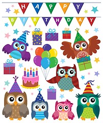 Image showing Party owls theme set 1