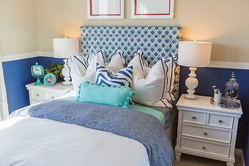 Image showing Vibrant Colored Interior Bedroom of House