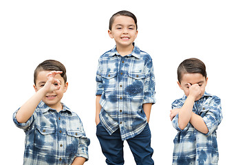 Image showing Cute Mixed Race Boy Portrait Variety on White