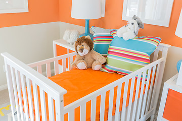 Image showing Bright Orange Baby Room Interior of House