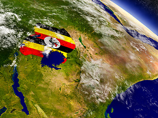 Image showing Uganda with embedded flag on Earth