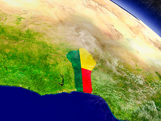 Image showing Benin with embedded flag on Earth