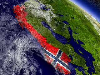 Image showing Norway with embedded flag on Earth