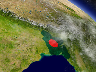 Image showing Bangladesh with embedded flag on Earth