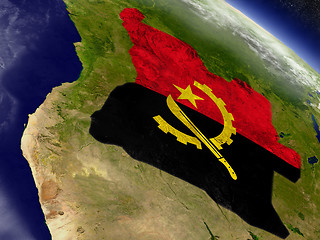 Image showing Angola with embedded flag on Earth