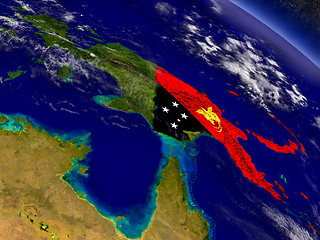 Image showing Papua New Guinea with embedded flag on Earth