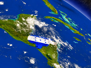 Image showing Honduras with embedded flag on Earth