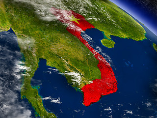 Image showing Vietnam with embedded flag on Earth