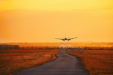 Image showing Landing at the sunset