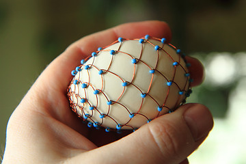 Image showing Easter eggs decorated with wire