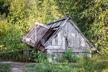 Image showing Old Wooden Well With A Roof