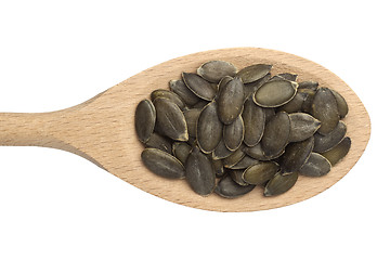 Image showing Spoonful of pumpkin seeds