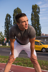 Image showing portrait of a young man on jogging