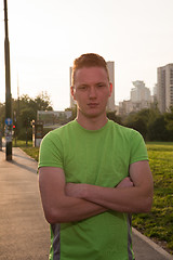 Image showing portrait of a young man on jogging