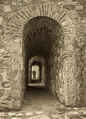 Image showing Old archway in sepia tone