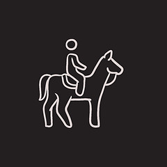 Image showing Horse riding sketch icon.