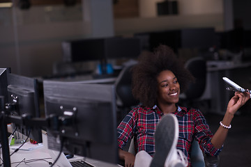 Image showing portrait of a young successful African-American woman in modern 