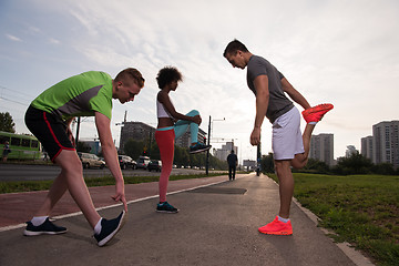 Image showing multiethnic group of people on the jogging