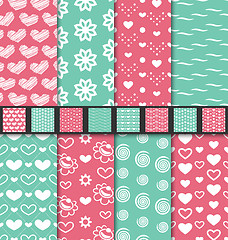 Image showing Set of love and romantic seamless backgrounds