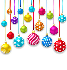 Image showing Collection Colorful Christmas Ornamental Balls